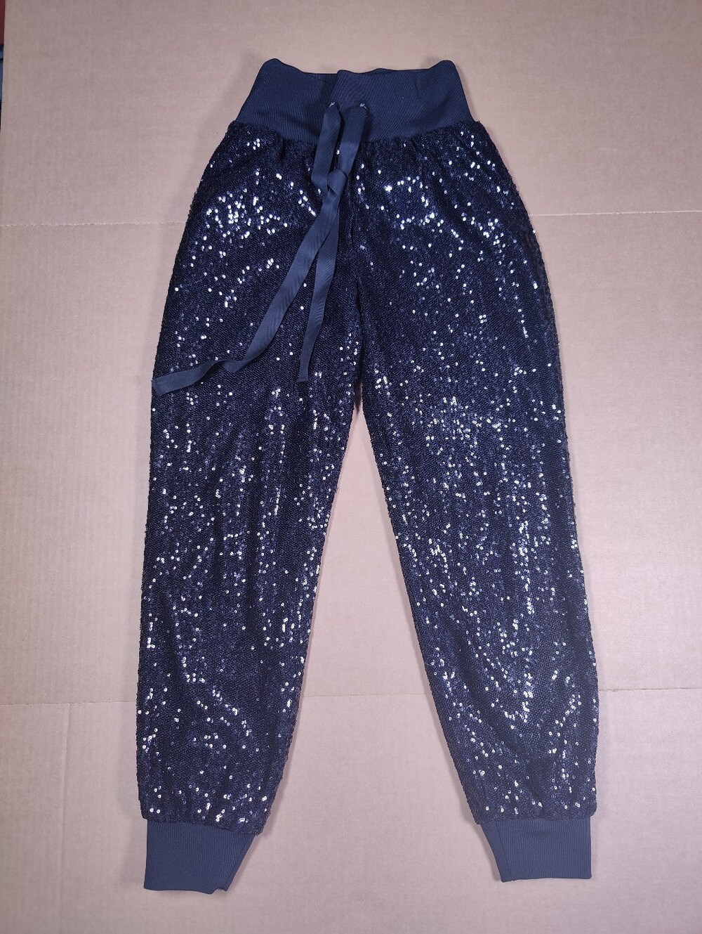Cinq à Sept Giles Black Sequin Pull On Drawstring Joggers Pants Size S